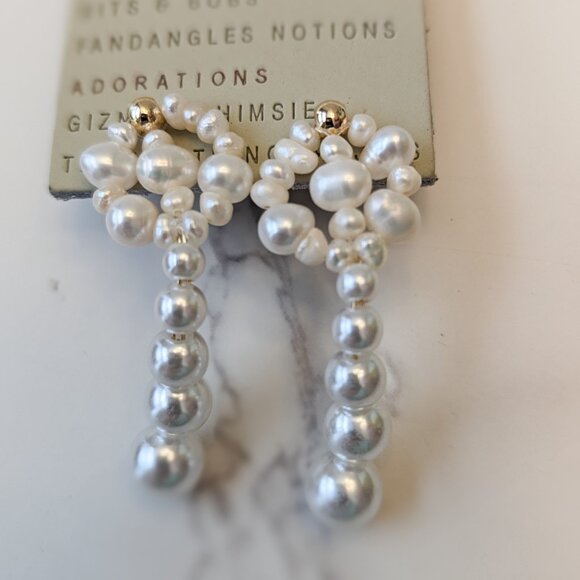 Anthropologie Floral Pearl Drop Earrings - Picture 7 of 7
